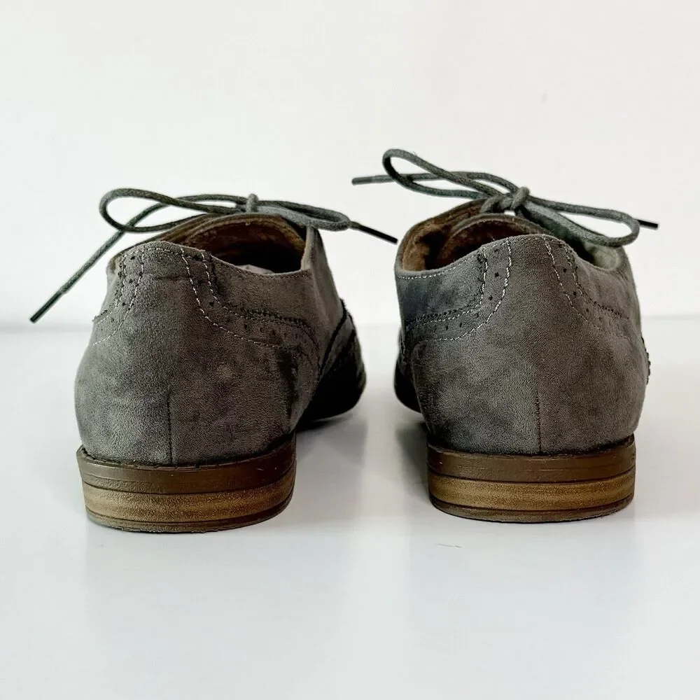 Merona Women's Size 8 Gray Faux Suede Oxford Wingtip Lace-Up Shoes